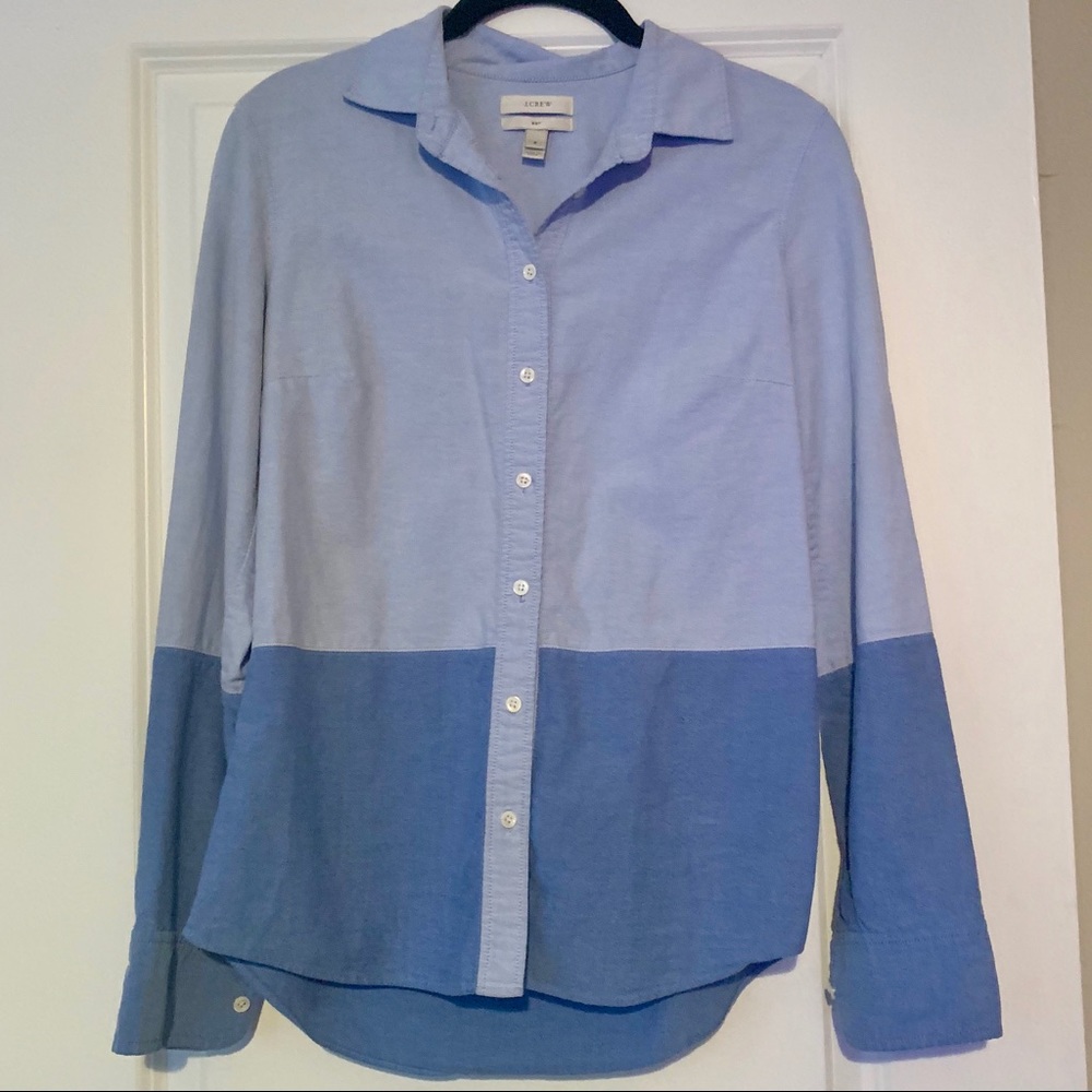 J Crew | two-tone chambray button up top sz 2